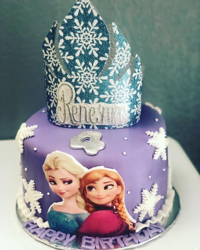 Frozen Elsa and Anna Birthday Cake — custom cake by Zugar Coma Zweetz