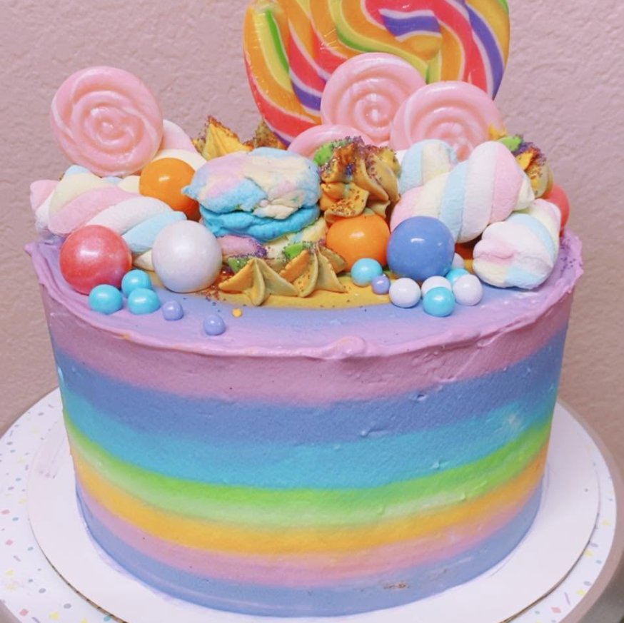 Rainbow Candy Cake — custom cake by Zugar Coma Zweetz