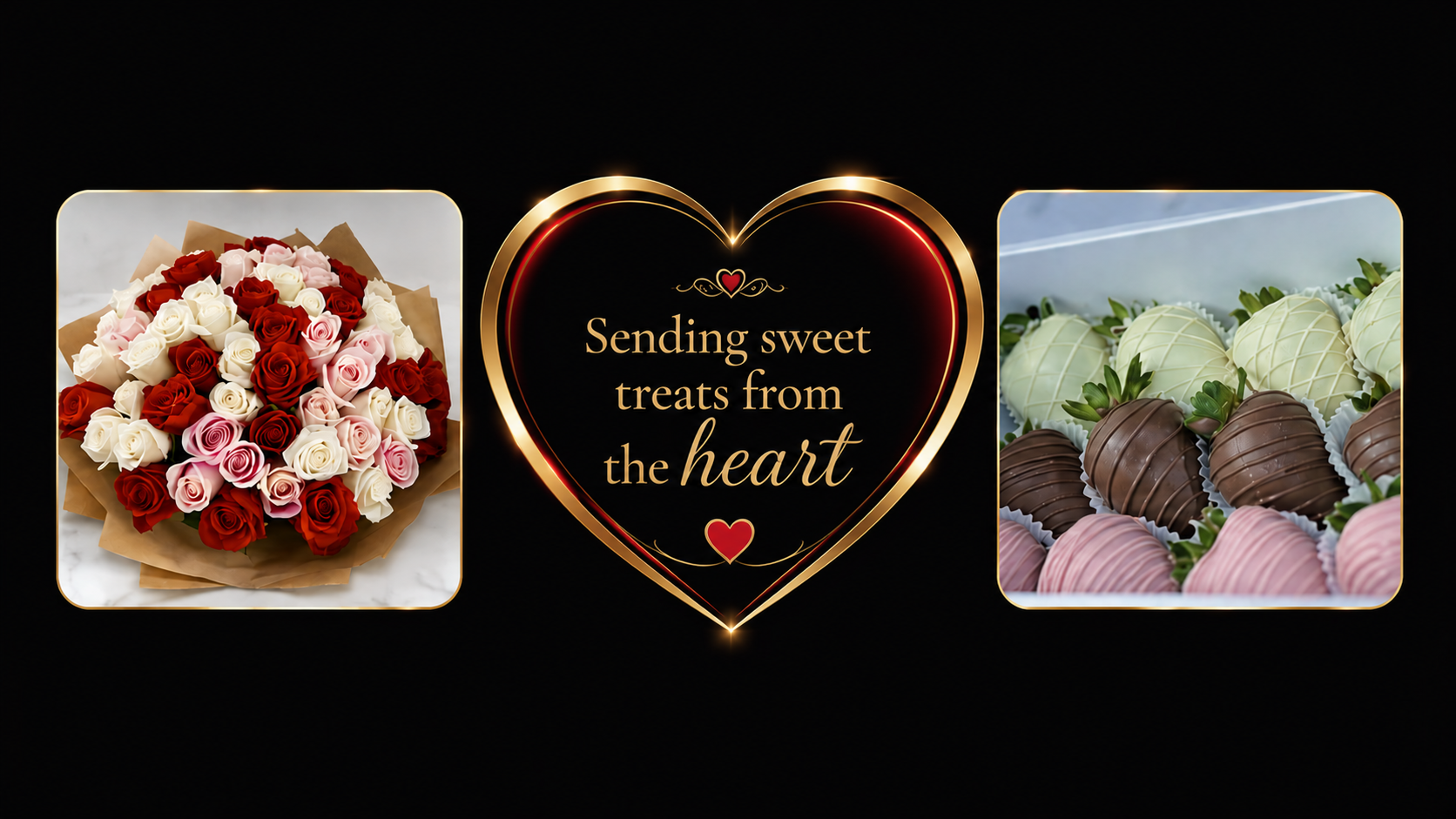 Sending sweet treats from the heart — flowers and chocolate-covered strawberries by Zugar Coma